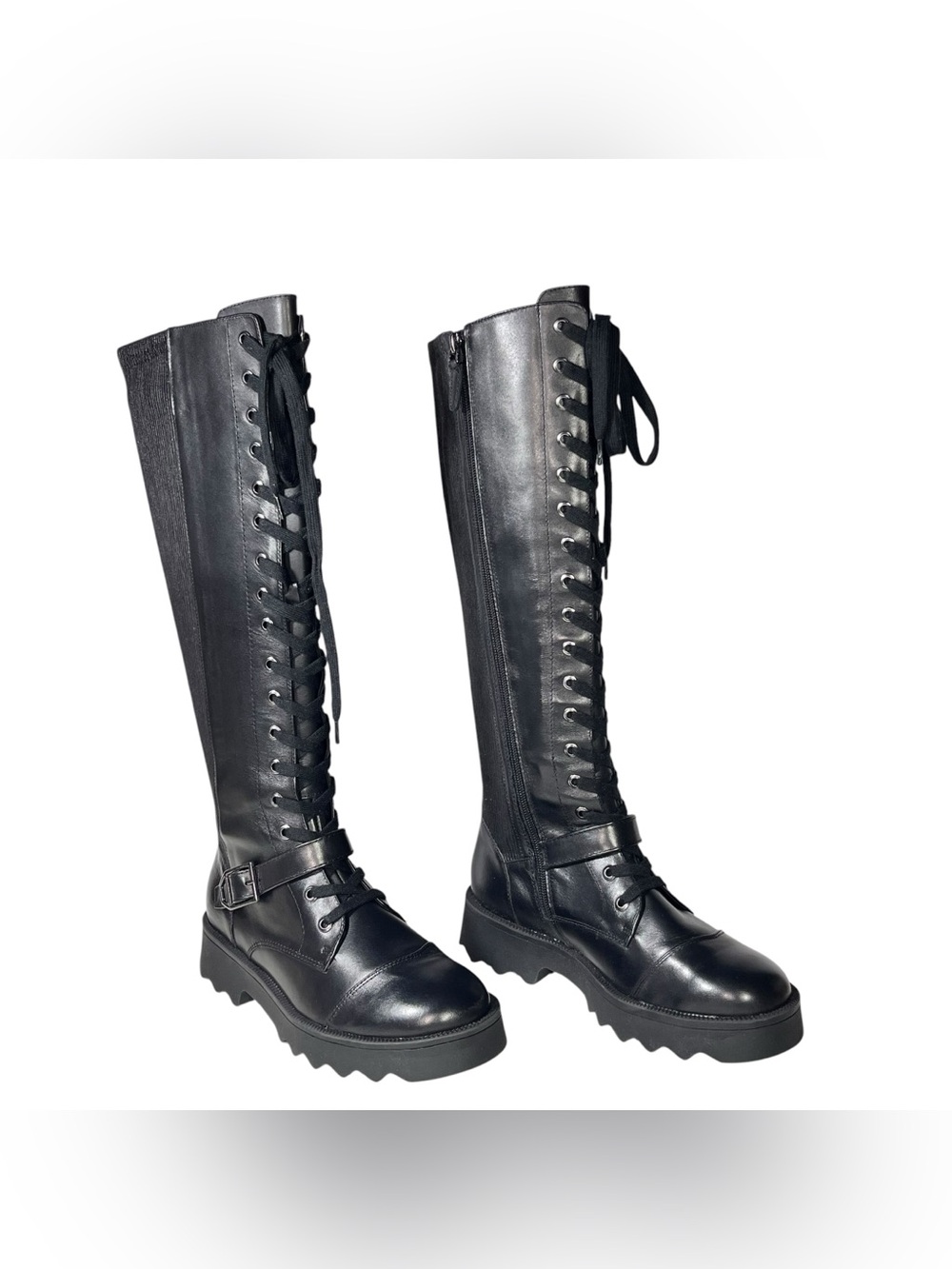 Aerosoles Sondra Leather Lace-Up Knee-High Combat Boots